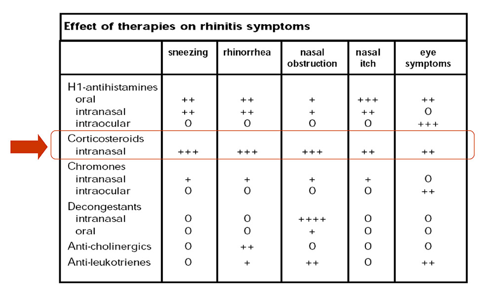 類固醇鼻內噴劑在過敏性鼻炎各類症狀中都有很好的緩解功效